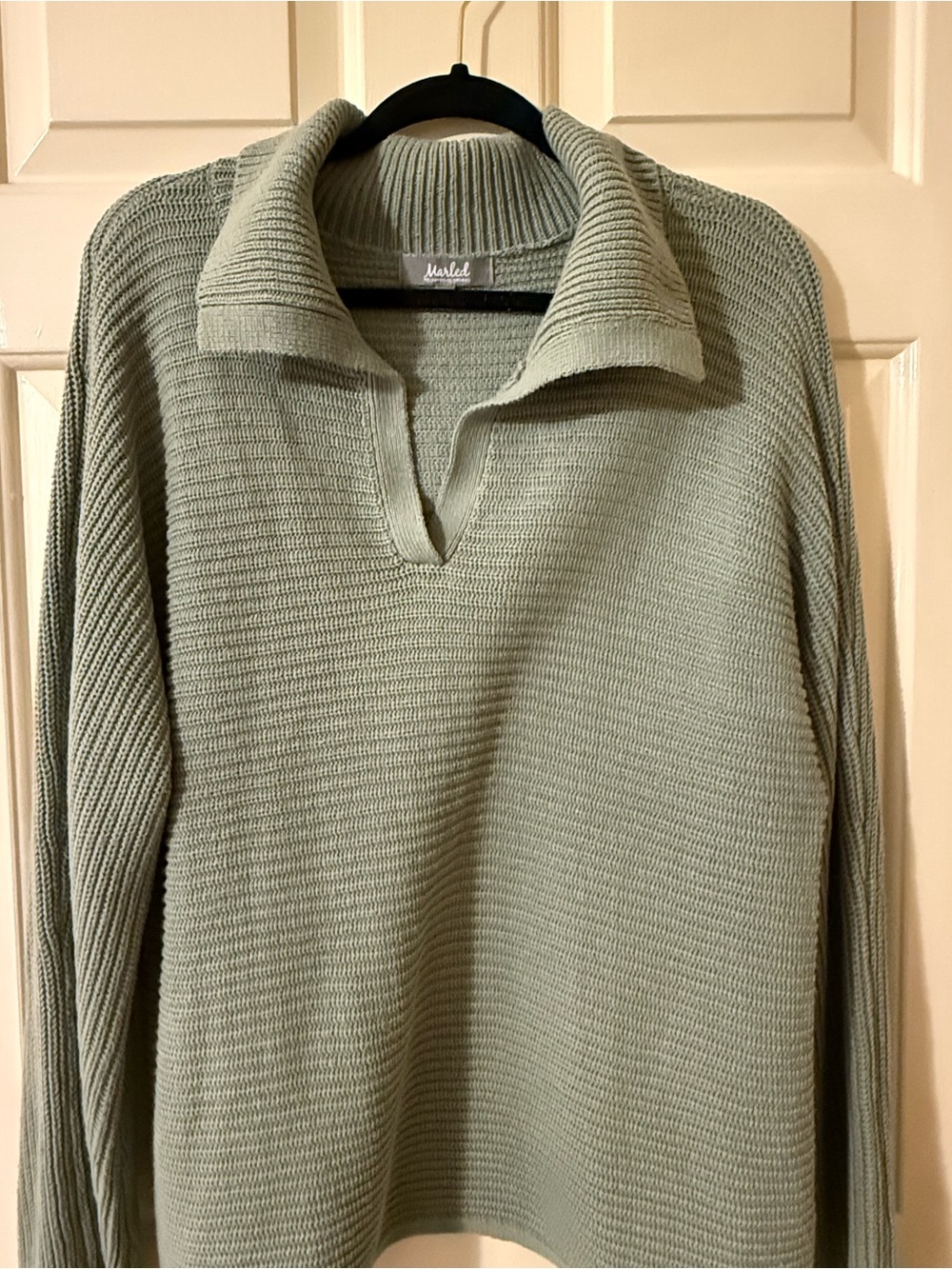 Marled Sage Green Collared Sweater